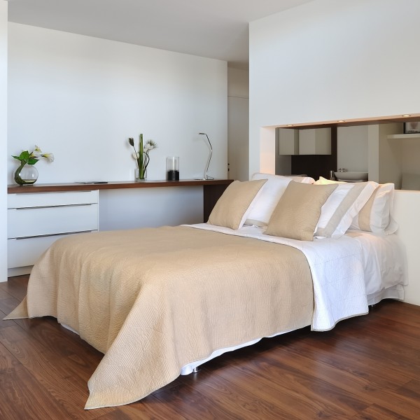 Lay back in an understated bedroom space