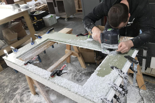 working on Getacore Vento marble surface